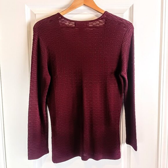 Vintage Jones New York Burgundy Red Knit V-Neck Sweater - Picture 2 of 5